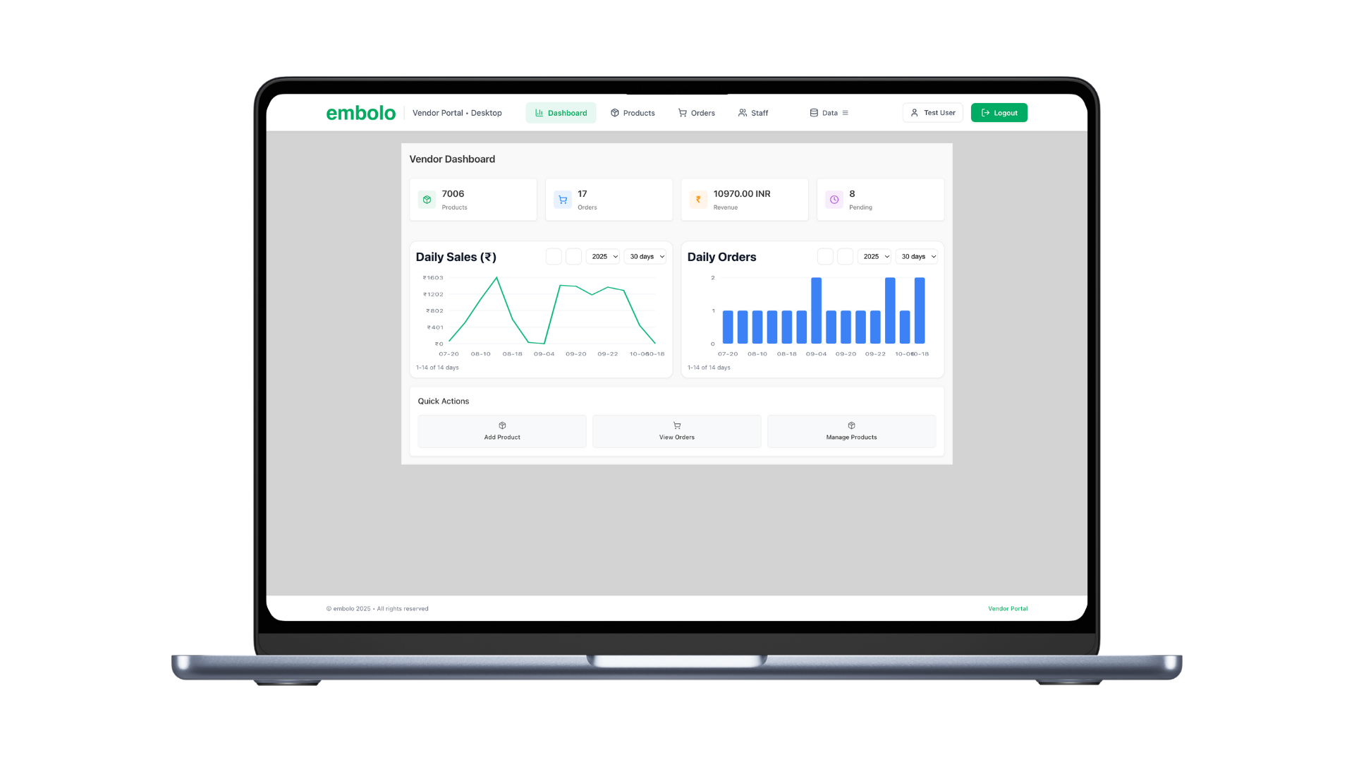 Embolo wholesaler dashboard